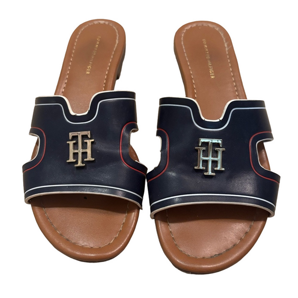 Tommy Hilfiger Shoes - Tommy Hilfiger Blue and Brown Sandals with Monogram Design